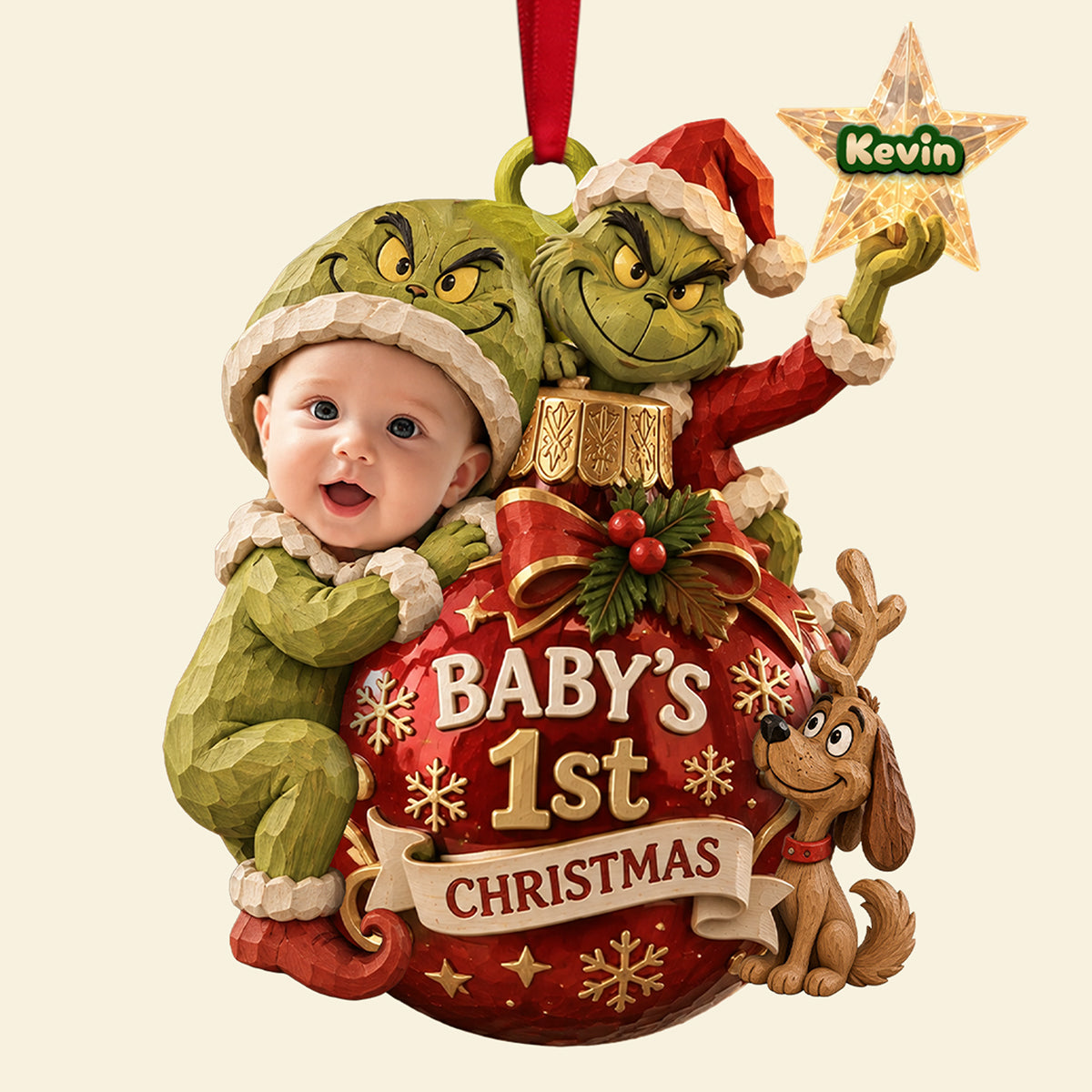 Baby’s First Christmas Ornament - Personalized Custom Photo Gift For Kids 06PATA011026
