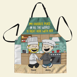 Personalized Gifts For Chef Couple Aprons 01xqtn130125hg My Favorite Place Is Right Here With You-Homacus