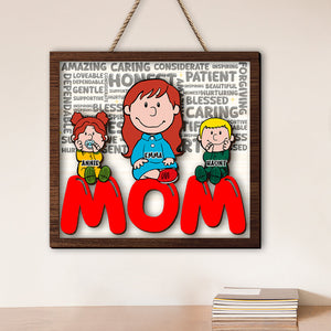 Personalized Gifts For Moms 2 Layers Wood Sign Moms & Little Ones 02TOLU090125HH-Homacus