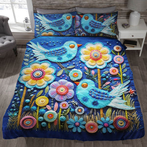 Floral Birds Quilt Bed Set 07qnqn041124 Gifts For Couple-Homacus