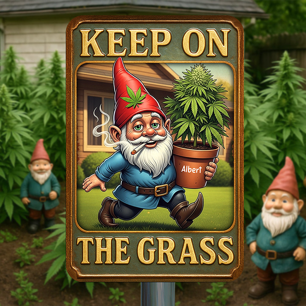 Smoking Gnome Metal Sign – Personalized Gifts For Weed Lovers 06toqn160625-Homacus