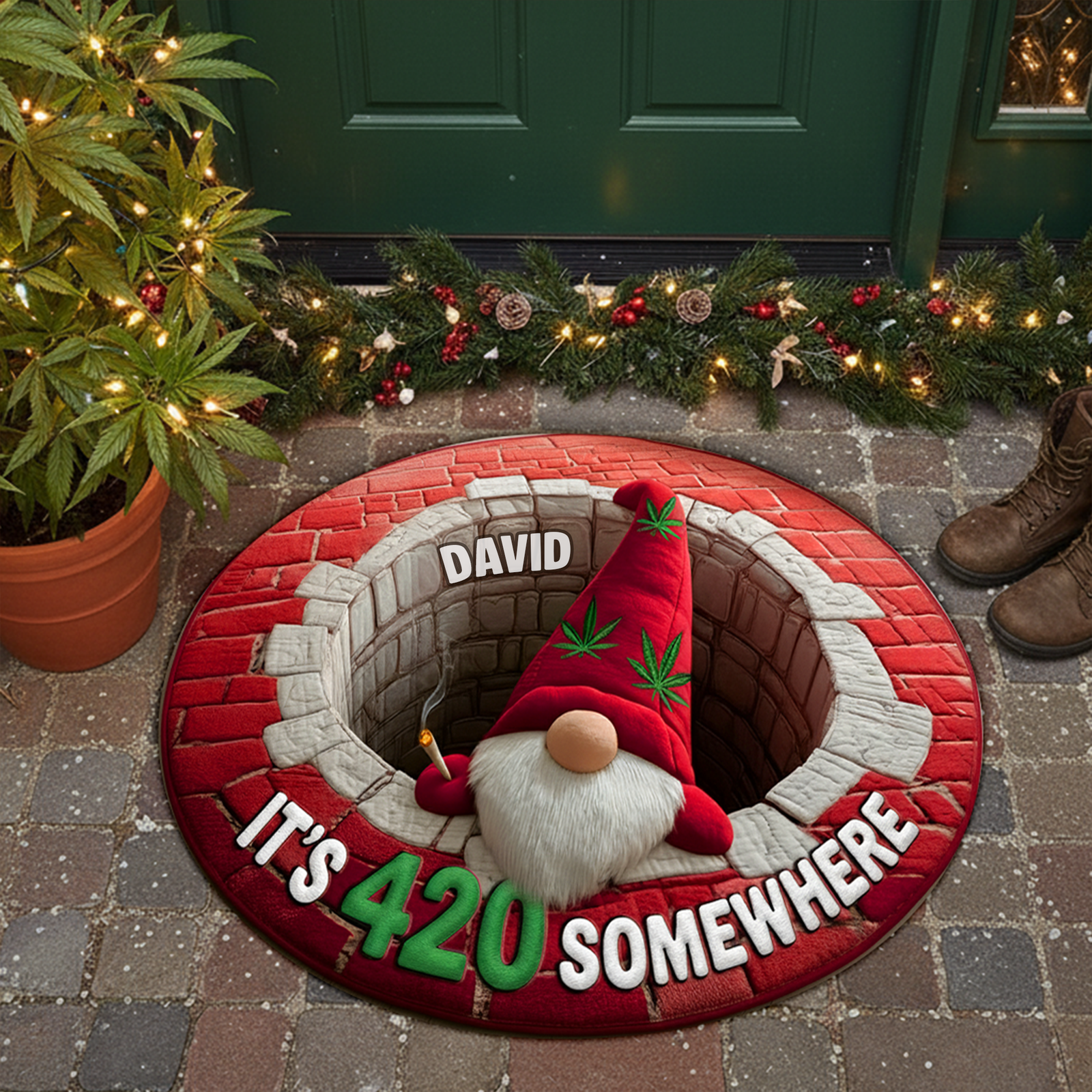 Chill Gnome Weed Round Mat - Personalized Christmas Gifts For Stoners 04TOLU220925-Homacus