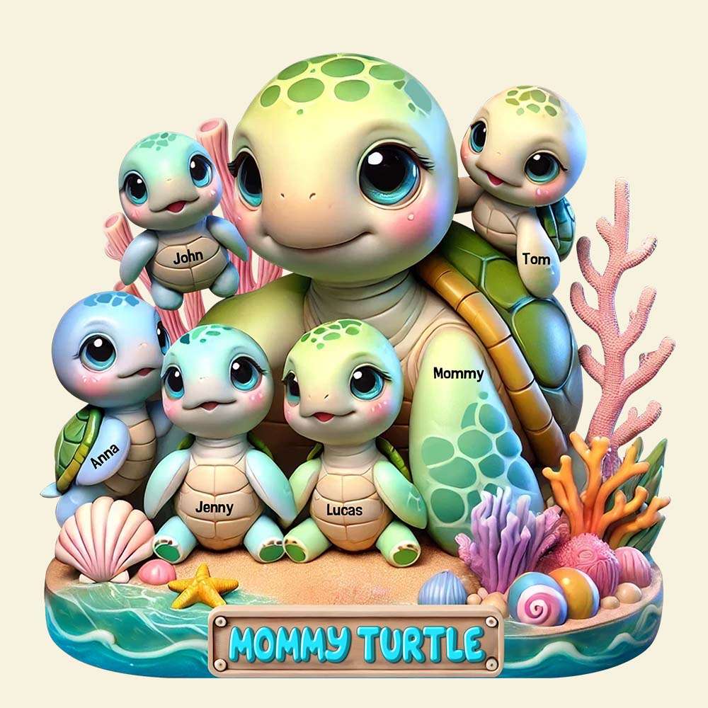 Turtle Mama Plaque - Personalized Christmas Gifts For Mom 03qhtn030425-Homacus