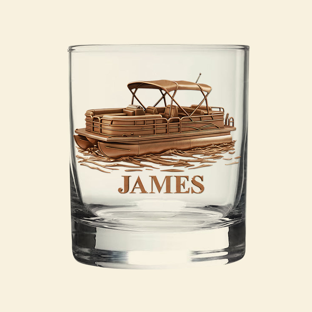 Pontoon Personalized 11oz Round Drinking Glass, Personalized Gifts For Sea Lover 01pgta230925-Homacus