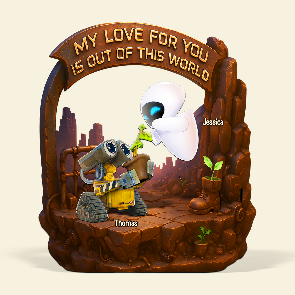 Robot Couple Plaque - Personalized Gifts For Couple 03kapu080525-Homacus