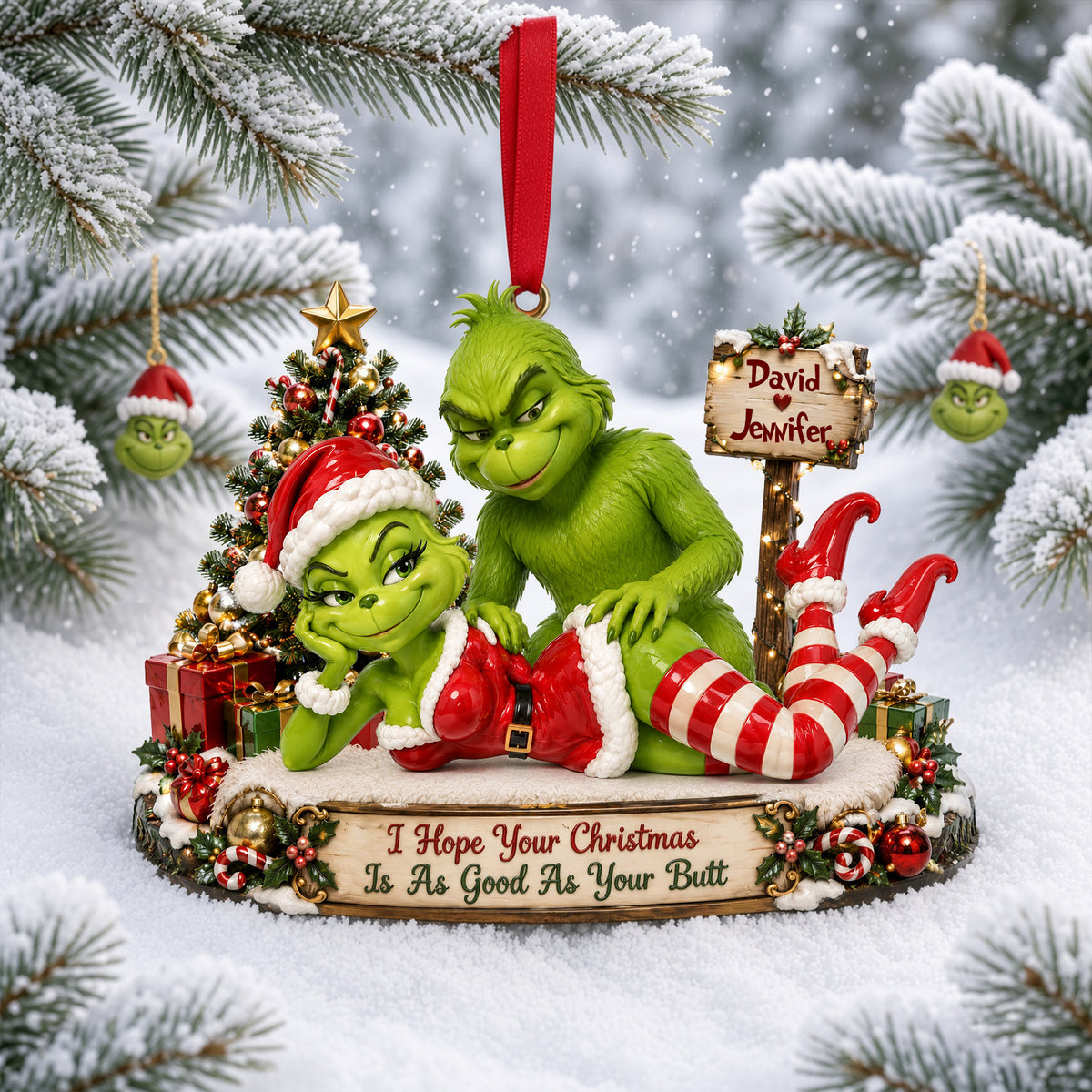 Cheeky Christmas Couple Ornament - Personalized Funny Gifts For Couple 05nalu150926