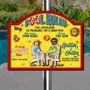 Personalized Gifts For Summer Couple Wood Sign Pool Rules With Relaxing Couple 02XQLU080225PA-Homacus