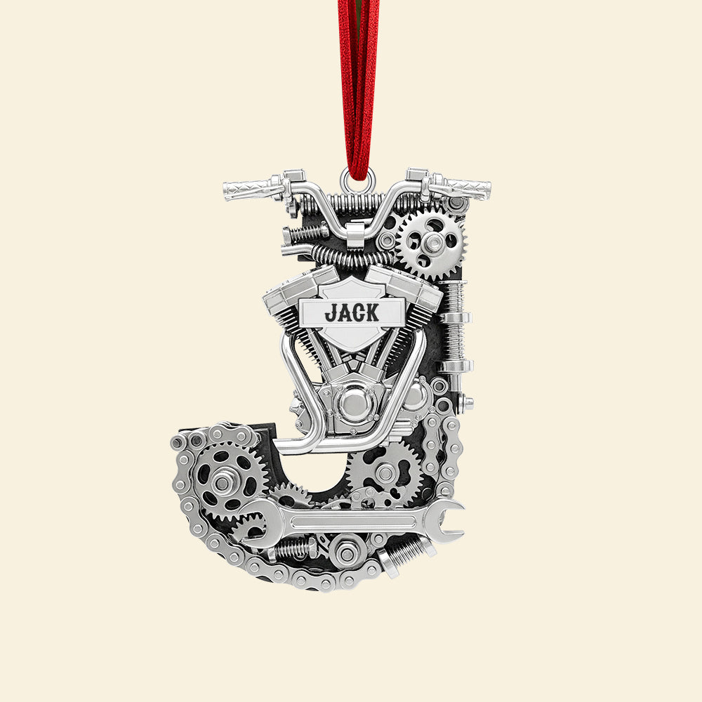 Motorcycle Engine Initial Letter Acrylic Ornament, Personalized Christmas Gifts For Bikers 03qhtn040925-Homacus