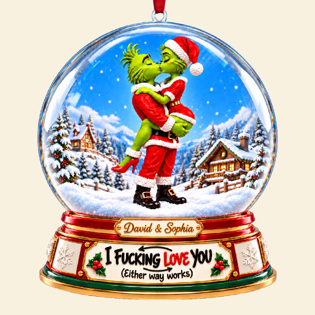 Furry Naughty Couple Ornament - Personalized Christmas Gifts For Couples 05tyta161026-Homacus