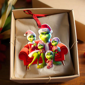 Personalized Gifts For Family, Green Monsters Christmas Acrylic Ornament 03OHMH151124-Homacus