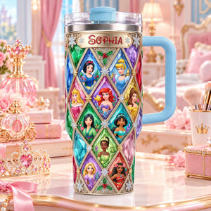 Lovely Fairy Tale Princesses Colorful 40oz Tumbler With Handle - Personalized Christmas Gifts 04palu241026-Homacus