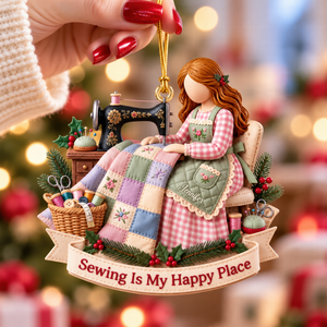 Sewing Girl Acrylic Ornament - Personalized Christmas Gifts For Sewing Lovers 02pgqn241026-Homacus