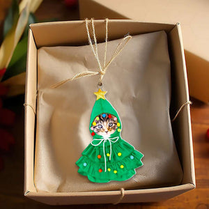 Custom Face Photo Gift For Cat Lovers, Christmas Acrylic Ornament 04HUMH071024-Homacus