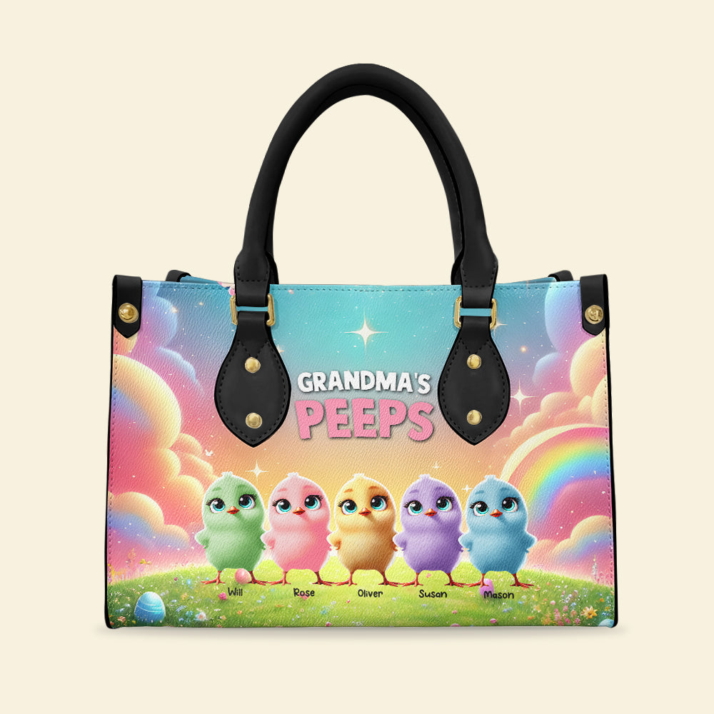Personalized Gifts For Grandma Leather Bag, Easter Day Chick Peeps 012TGMH180325-Homacus
