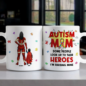 Personalized Gifts For Autism Mom Coffee Mug Mother's Day Super Mom And Kids 041TOMH240225PA-Homacus