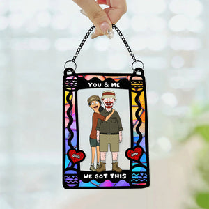 Personalized Gifts For Couple Window Hanging Suncatcher Ornament Cartoon Couple 03ACDT110225HG-Homacus