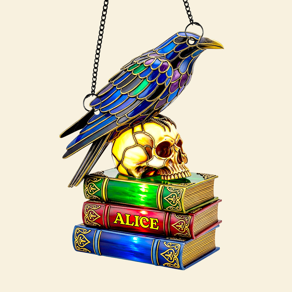 Raven & Skull Suncatcher Ornament Personalized Gifts For Book Lovers 01NADT140825-Homacus