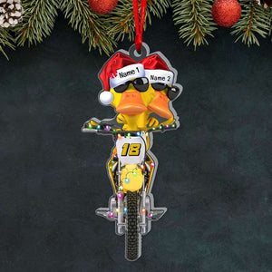 Gift For Motocross Lovers, Personalized Ornament, Motocross Duck Ornament, Christmas Gift-Homacus