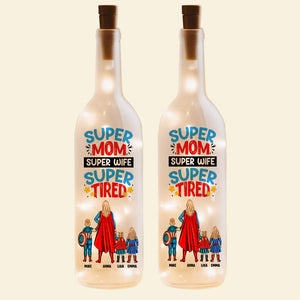 Personalized Gift For Mom Bottle Lamp Superhero Mom And Kids 01TOMH200225PA-Homacus