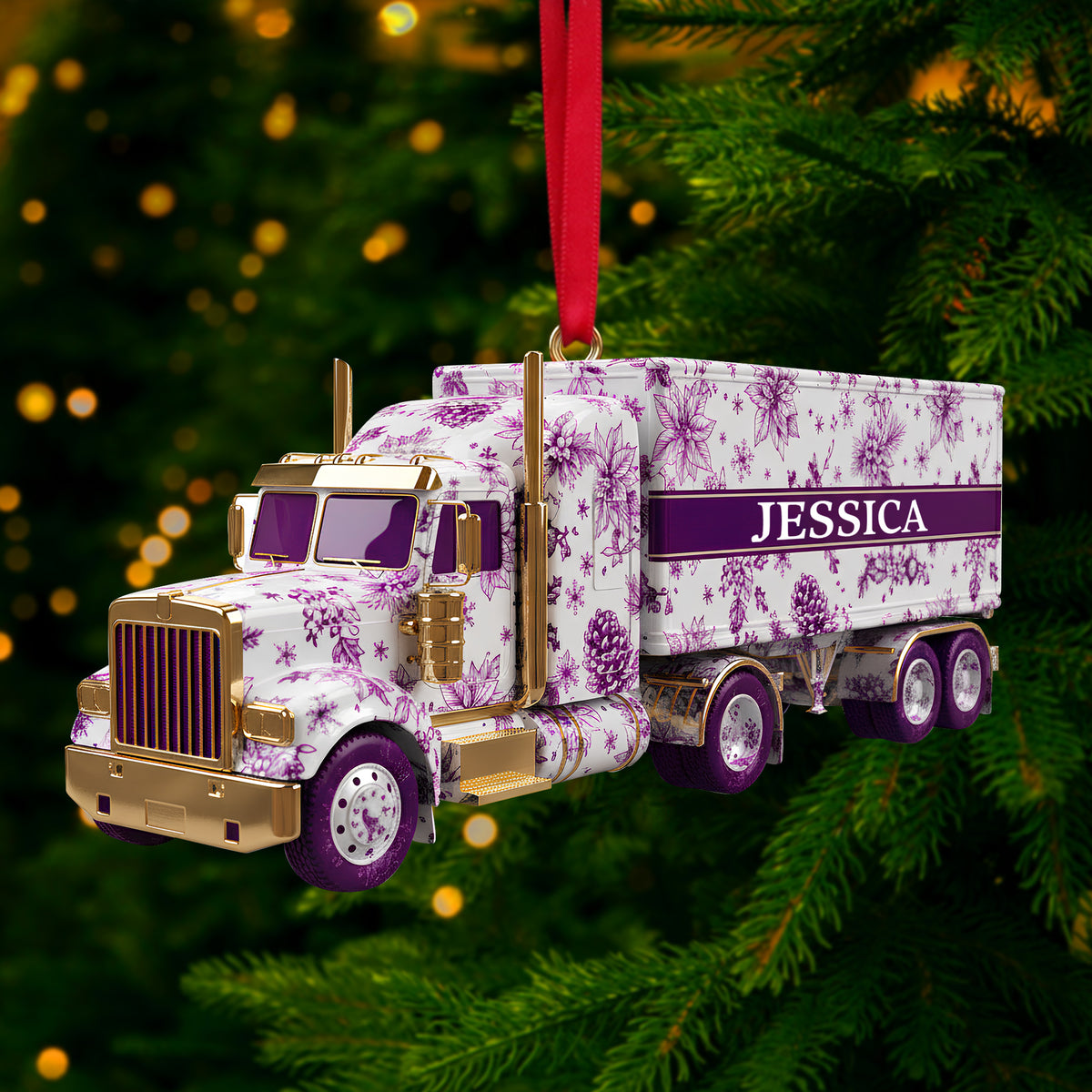 Elegant Semi Truck Ornament - Personalized Gifts For Truckers 01PGLU021025-Homacus