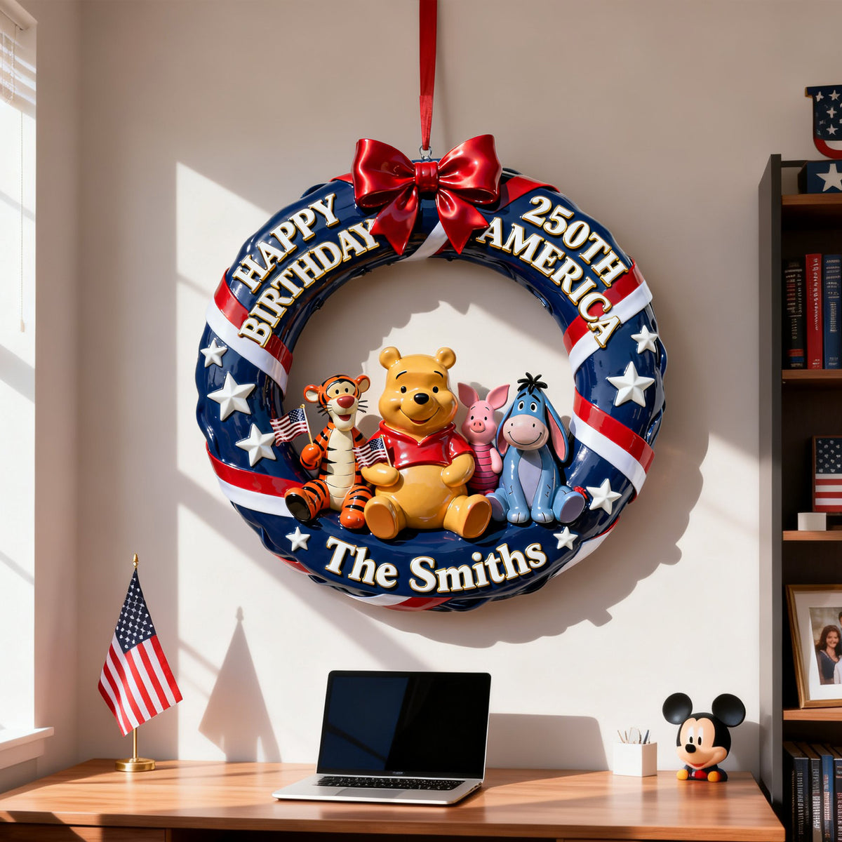 Adorable Characters Celebrating USA 250th Anniversary Wood Sign - Personalized Gifts For Family 06pglu120226-Homacus