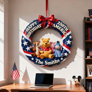 Adorable Characters Celebrating USA 250th Anniversary Wood Sign - Personalized Gifts For Family 06pglu120226-Homacus