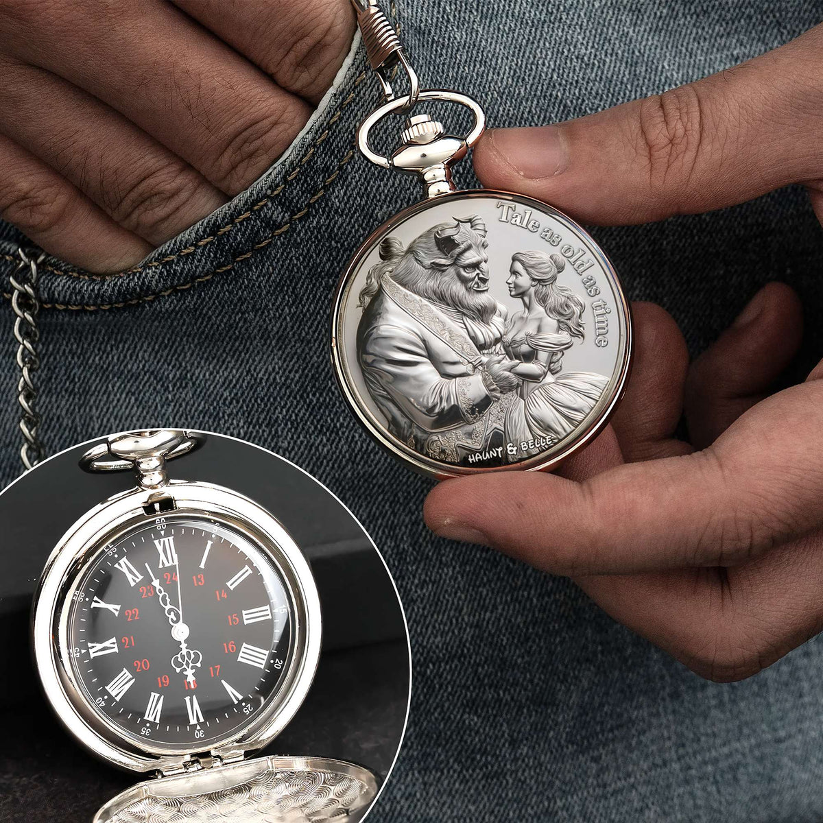 Tale As Old As Time Pocket Watch - Personalized Gift For Couples 05TGLU190625-Homacus
