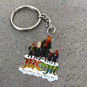 Personalized Gifts For Mom Keychain Wizard Mom And Kids 03NAHN150224TM-Homacus