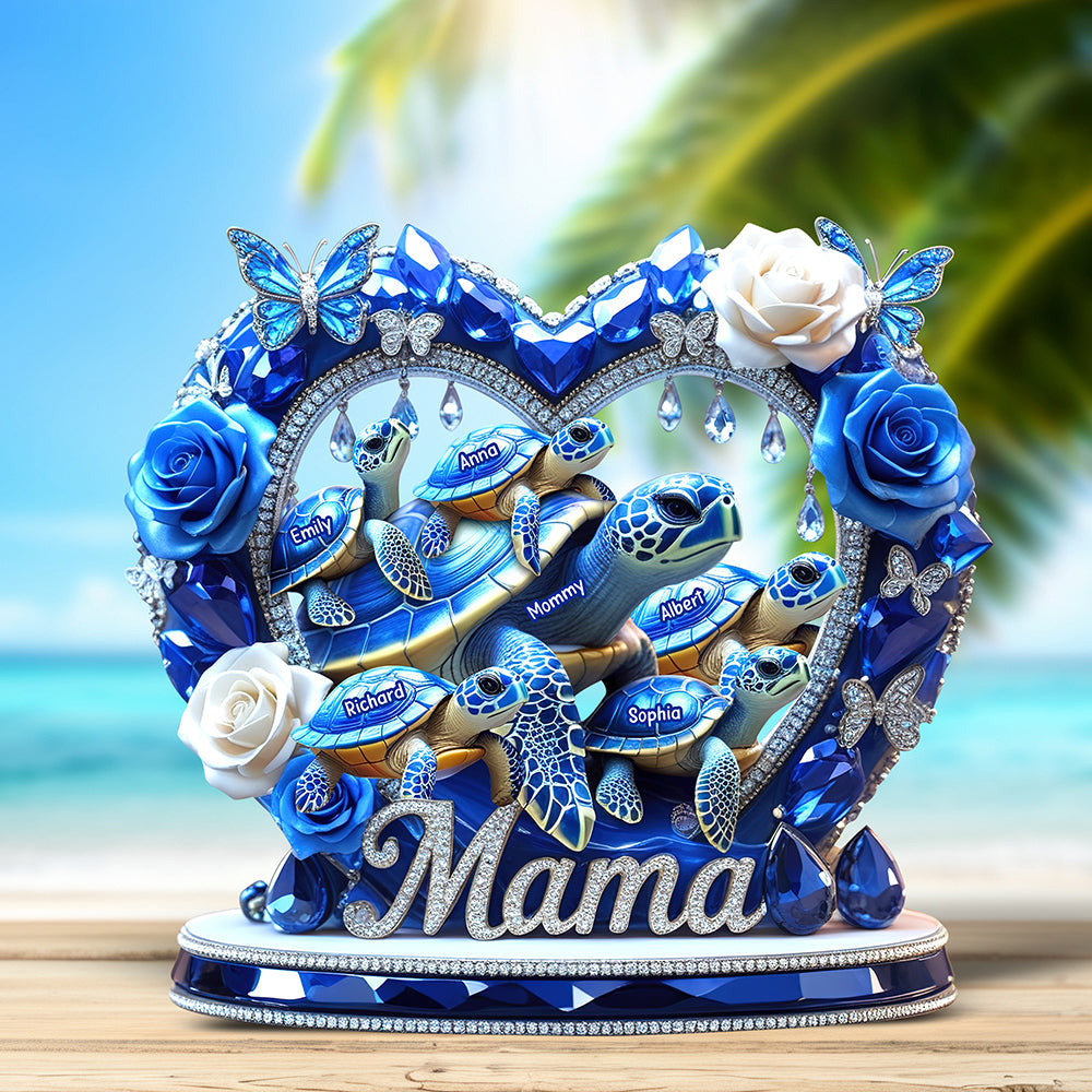 Mama Turtle Plaque - Personalized Gift For Mother 02XQQN240425-Homacus
