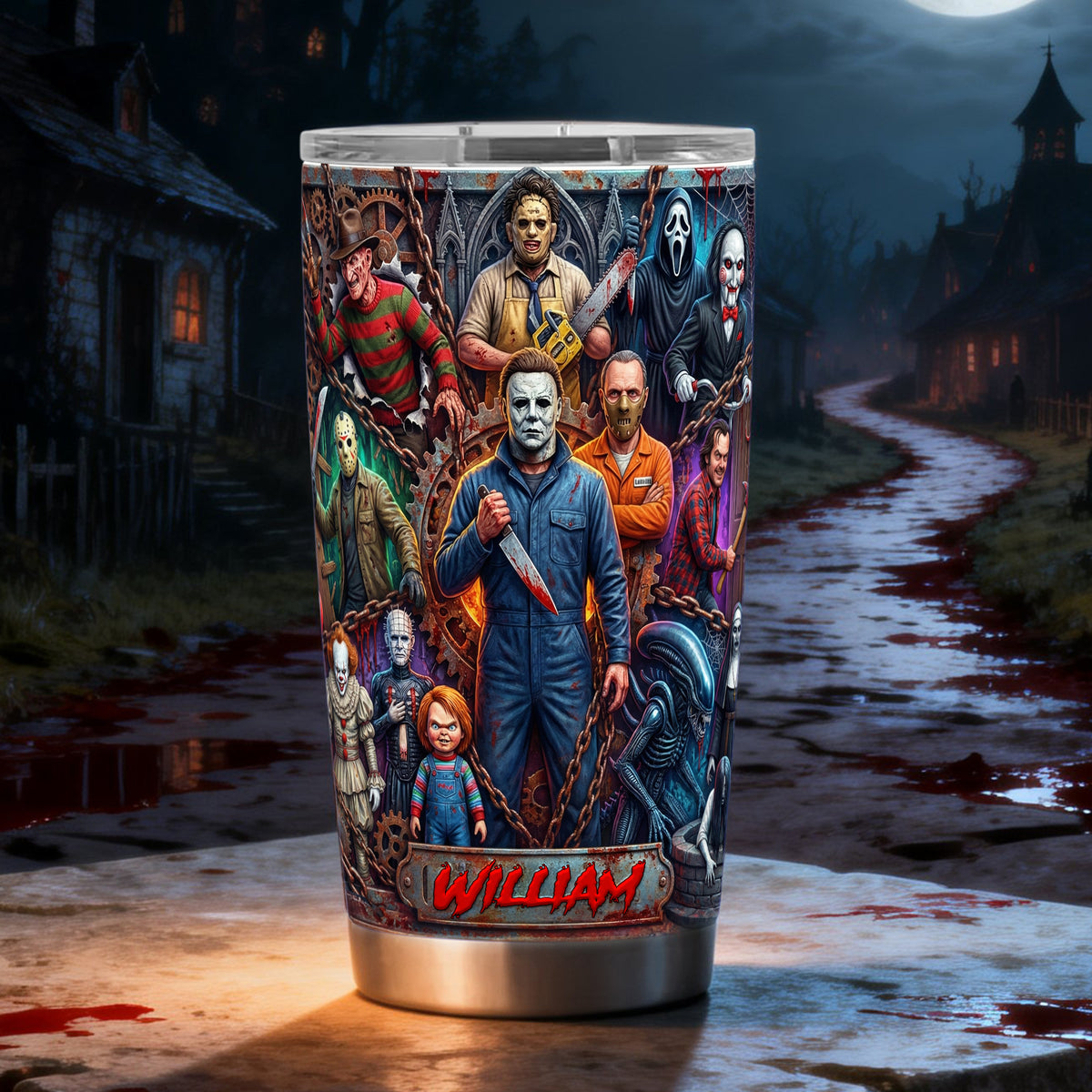 Horror 20oz Tumbler - Personalized Gifts For Horror Fans Tumbler 04HULU140126-Homacus