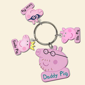 Personalized Gifts For Dad Keychain With Pig Charms 01natn110424-Homacus