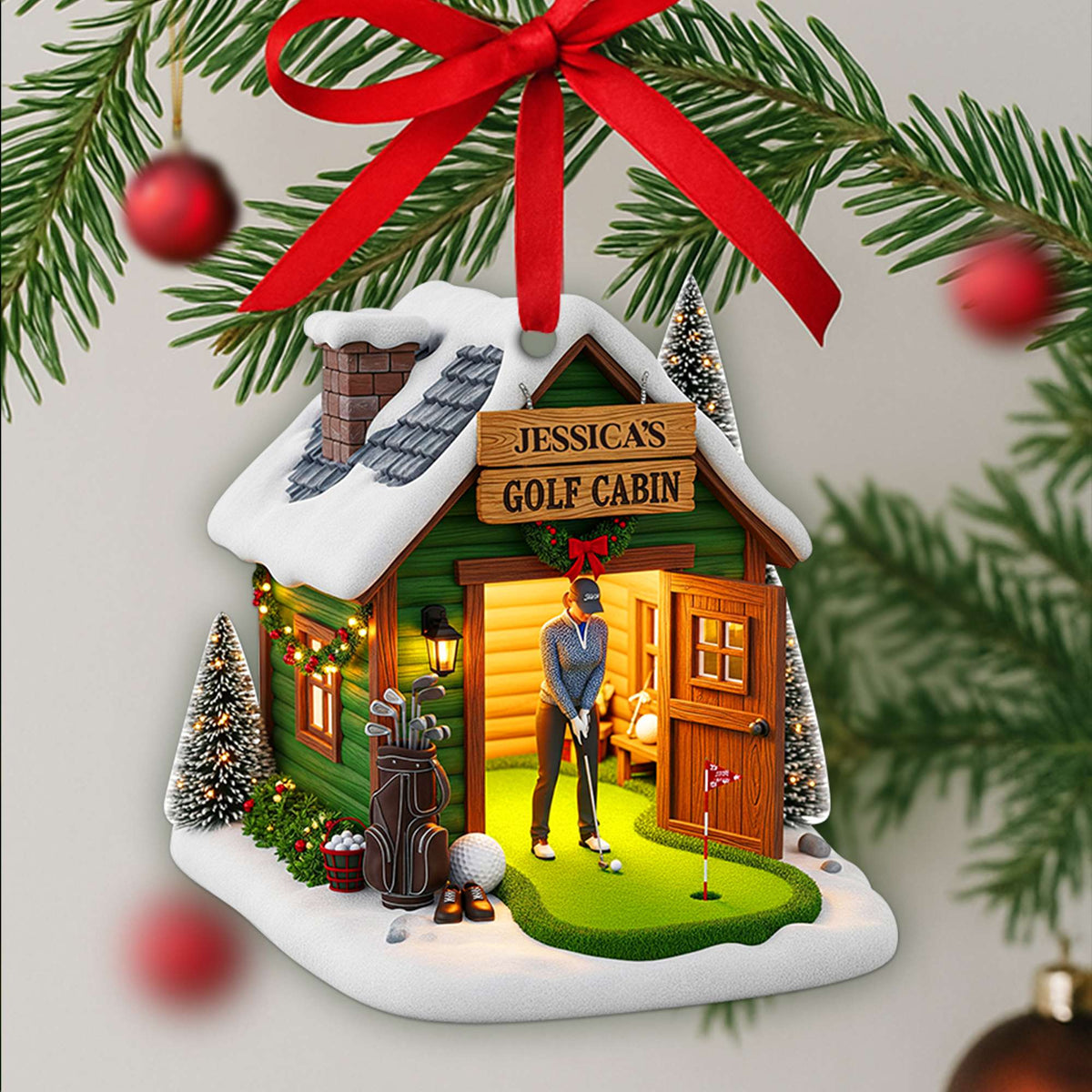 Golf Cabin Christmas Ornament - Personalized Gift For Golfers 05OHLU140825-Homacus