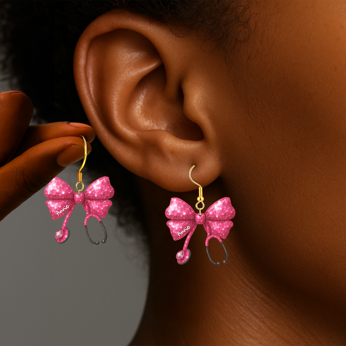 Stethoscope Bow Earrings - Personalized Gifts For Nurses 04PULU270625-Homacus