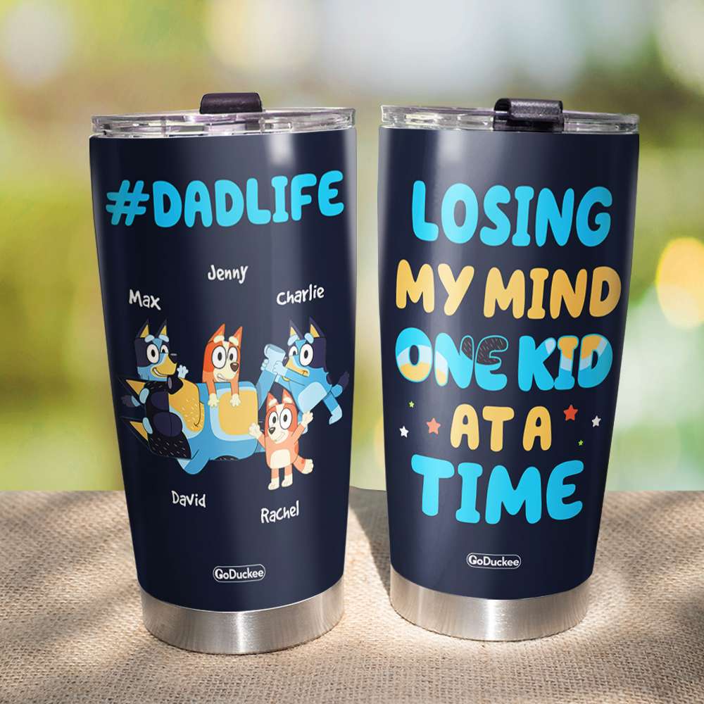 Personalized Gifts For Dad Tumbler Losing My Mind One Kid At A Time 04nahn260522-Homacus