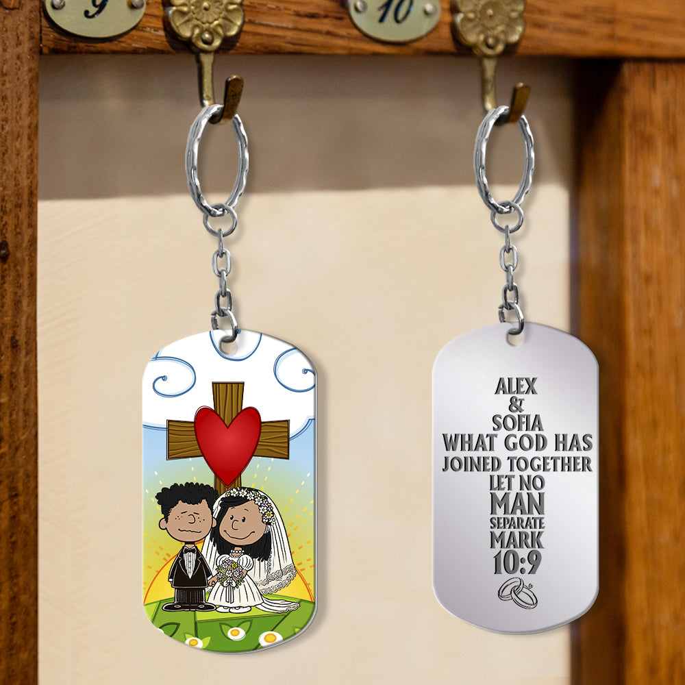 Personalized Gifts For Couple Stainless Steel Engraved Keychain Wedding 01XQMH100125DA-Homacus