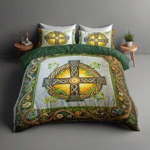 Gifts For Christian Quilt Bedding Set Special Line  - St. Patrick's Edition, Celtic Cross 01tgqn180125