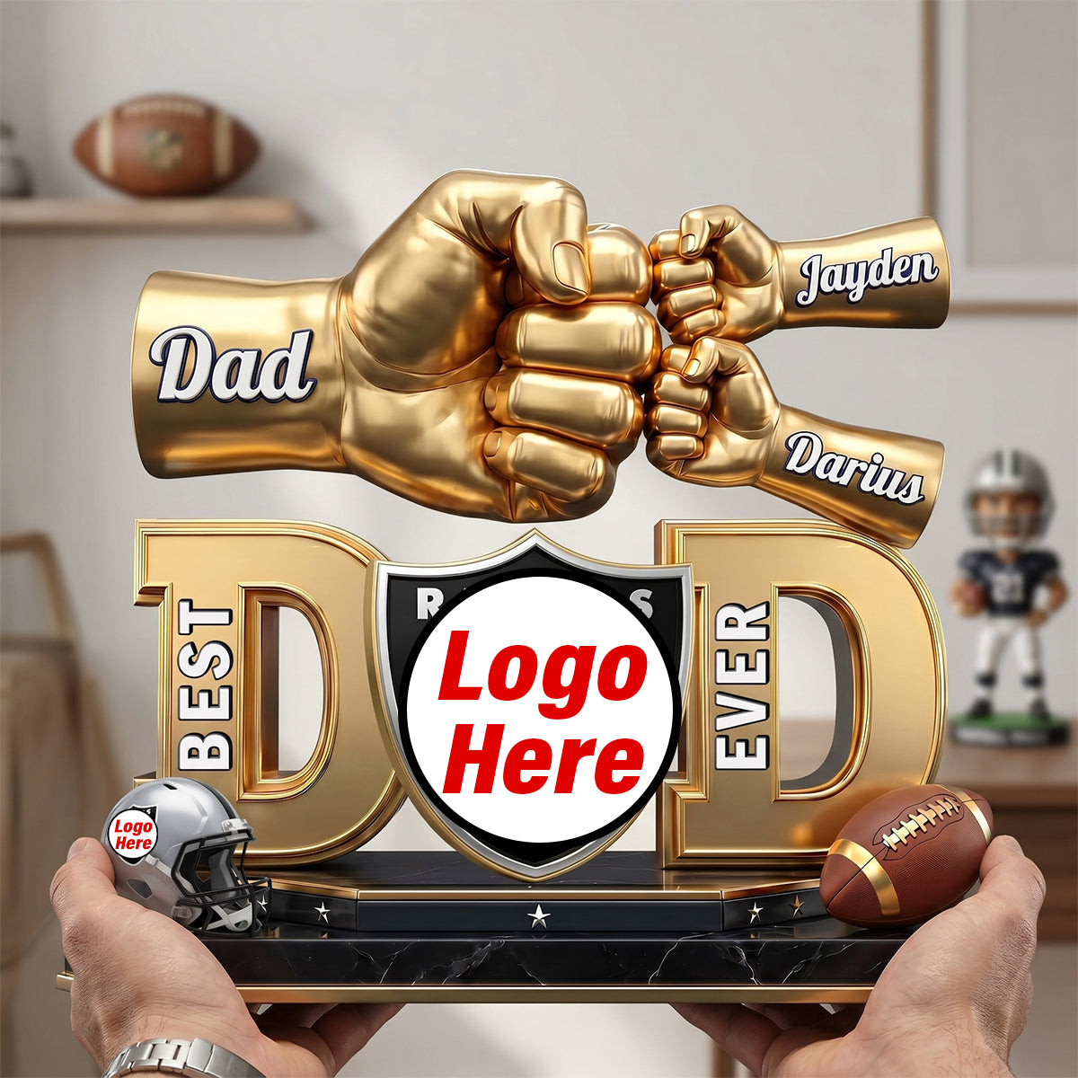 American Football Dad Acrylic Plaque - Champion Dad & Fist Bump - Personalized Gifts For Father-Homacus
