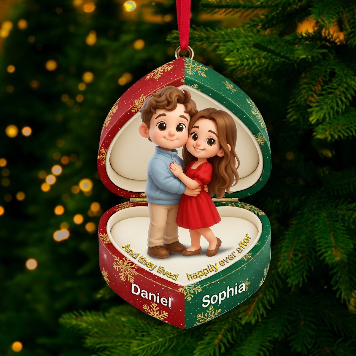Sweet Box Couple Ornament - Personalized Custom Photo Gift For Couples 08PGLU240925-Homacus