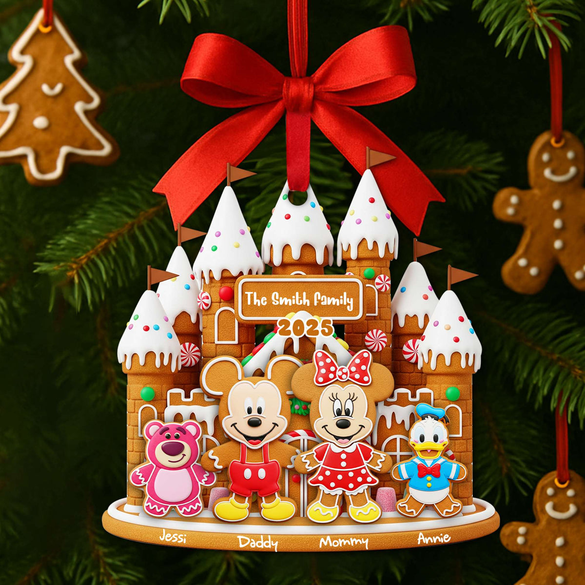 Gingerbread Family Castle Ornament - Personalized Christmas Gifts For Family 05NALU160825-Homacus