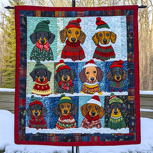 Dachshund Dog Christmas Quilt Bed Set Gifts For Dog Lovers 05HUDT041124-Homacus