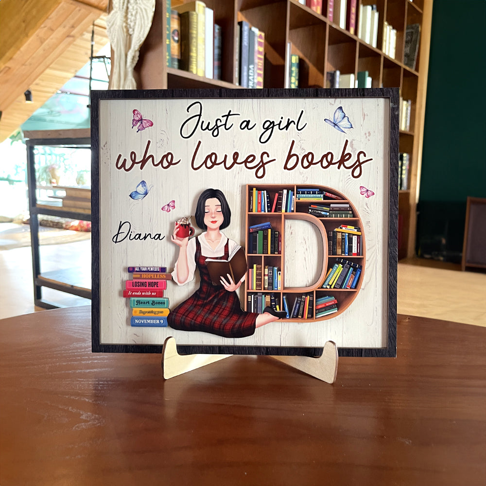 Personalized Gifts For Book Lovers Wood Sign 03httn240124pa Reding Girl-Homacus