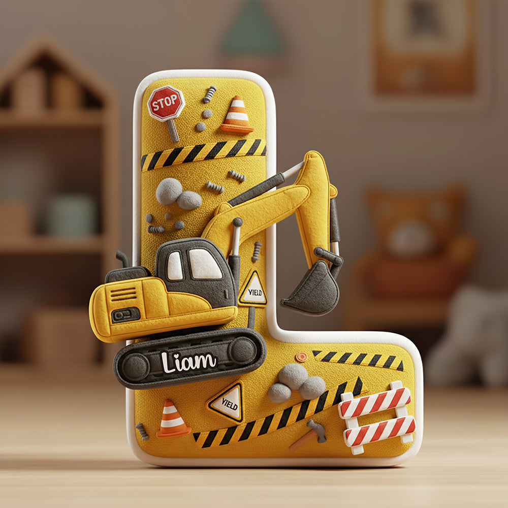 Excavator Alphabet Pillow - Personalized Gifts For Construction Lovers 02PGDT051225-Homacus