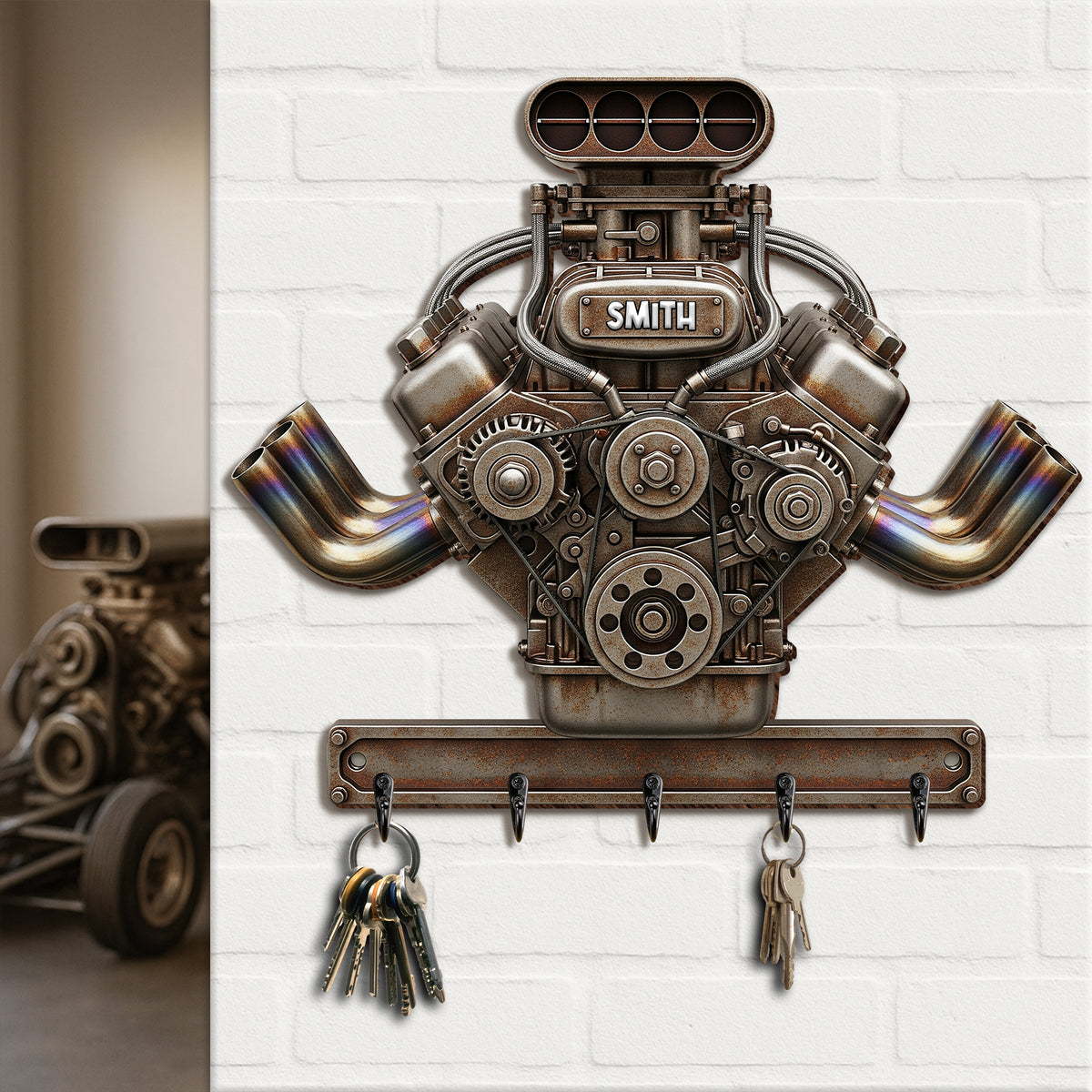 Drag Racing Engine Key Hanger - Personalized Gift For Biker 02NALU270625-Homacus