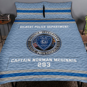 Police Quilt Bedding Set Special Line With Department Logo - Custom Police Station Patches With Name, Number Tag Gifts For Police Officer & Law Enforcement 05qhqn080125-Homacus