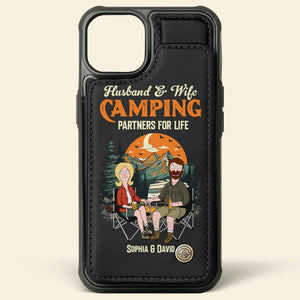 Personalized Gifts For Couple Leather Flip Wallet Phone Case 03xqtn190225pa Husband And Wife Camping Partners For Life-Homacus