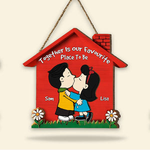 Personalized Gifts For Couple Wood Sign Kissing Couple 02OHMH041224HG-Homacus