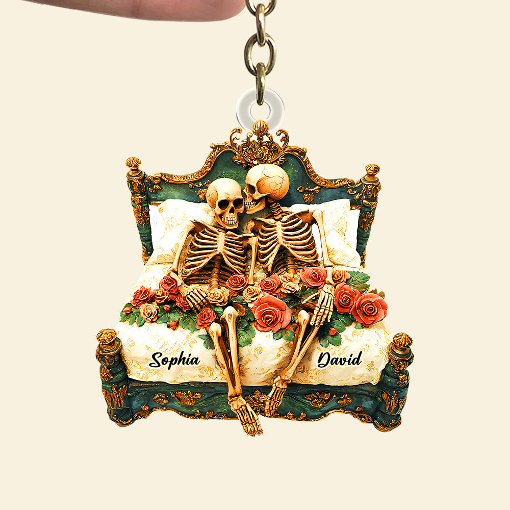 Personalized Gifts For Couple Keychain 06ohtn241224 Funny Skull Couple-Homacus