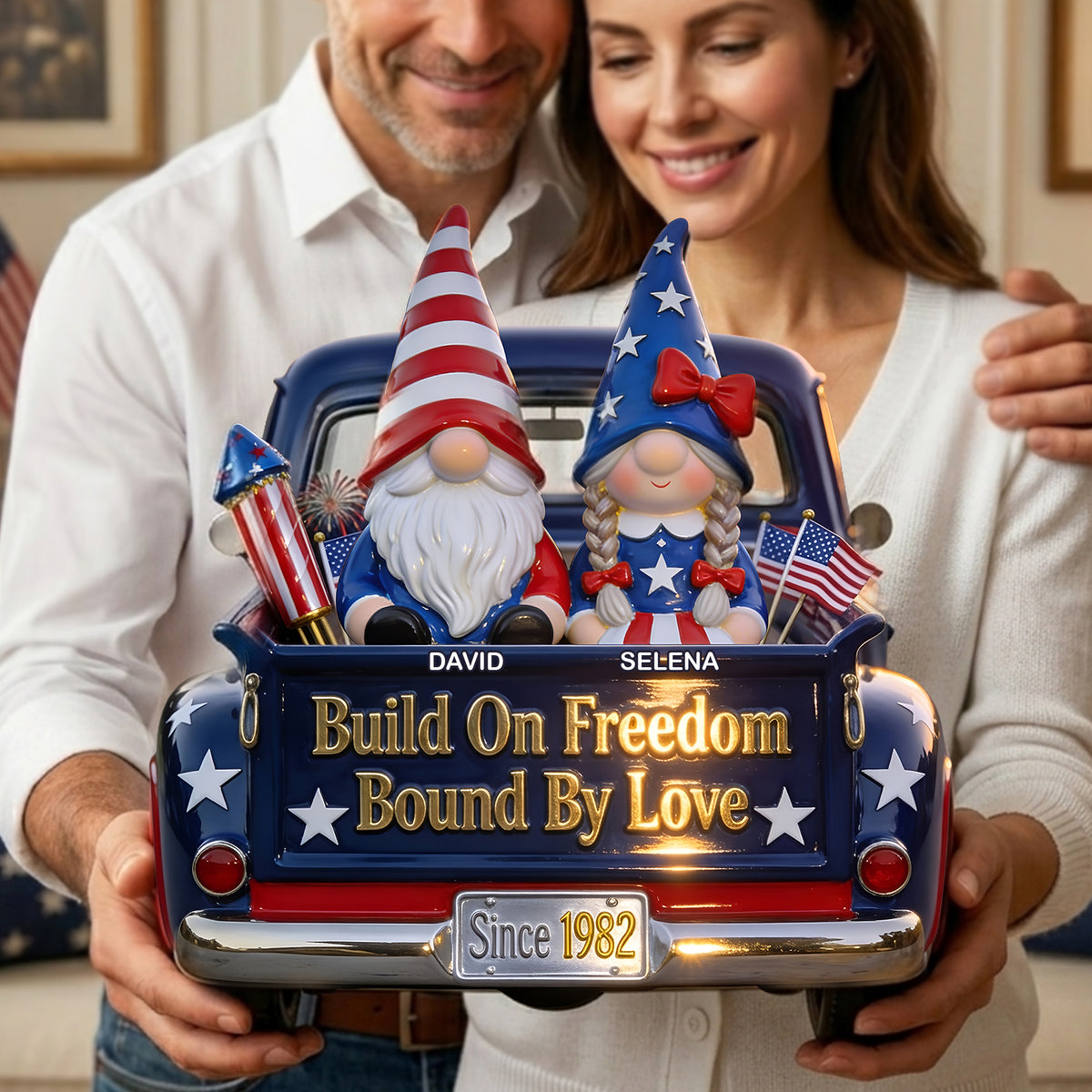 Gnome Couple 250th Anniversary Acrylic Plaque - Personalized Gifts For Patriotics Plaque 01PGLU070426-Homacus