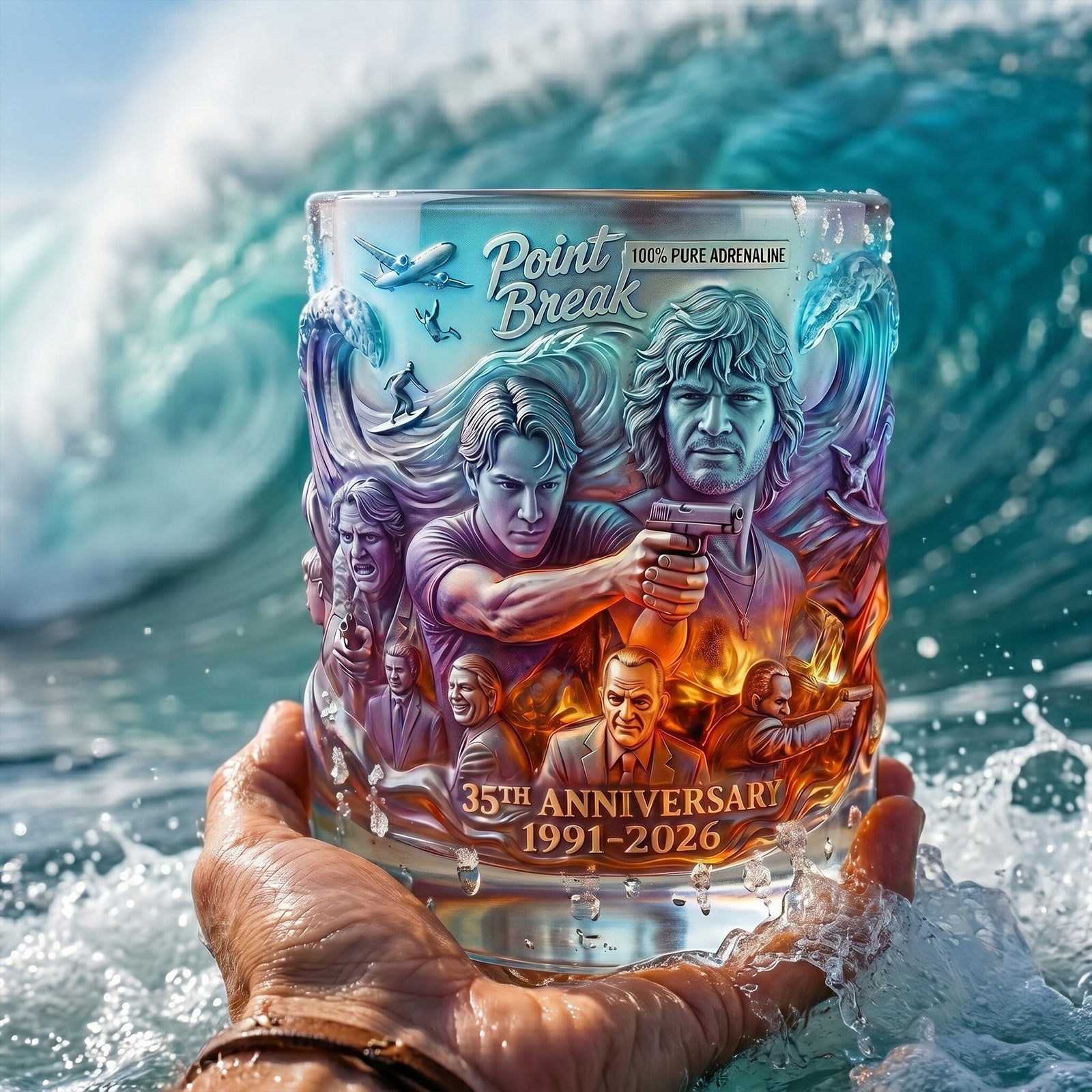 Huge Wave Round Glass, Personalized Gifts For Surfing Lovers 05qhlu160626-Homacus