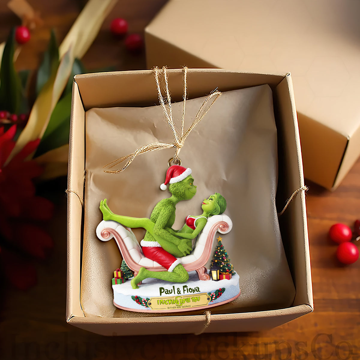 Naughty Green Couple Ornament - Personalized Gifts For Couples 01OHLU101025-Homacus